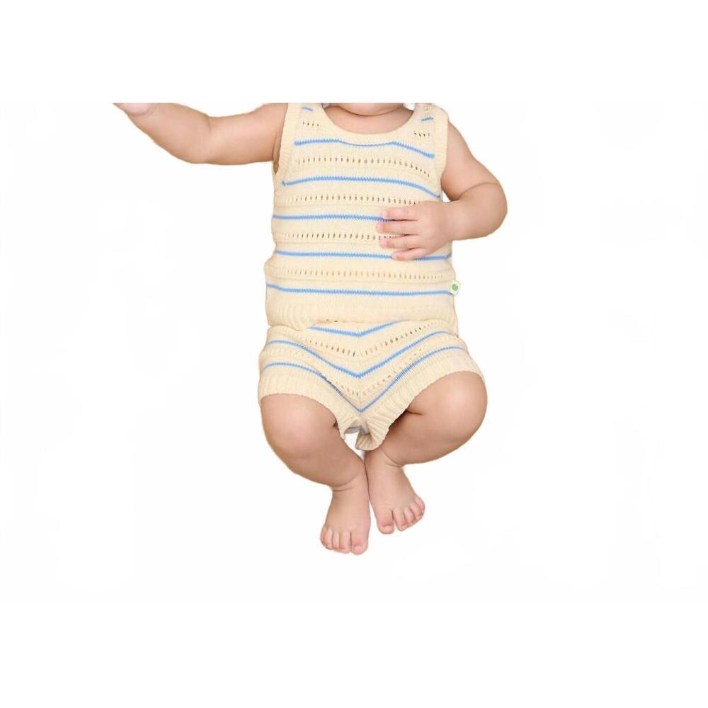 NEW THE BONNIE MOB boy's cala stripe knit top in blue